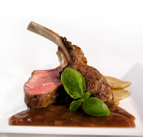 Garlic and Herb Grilled Lamb Chops, Basil Lamb Jus